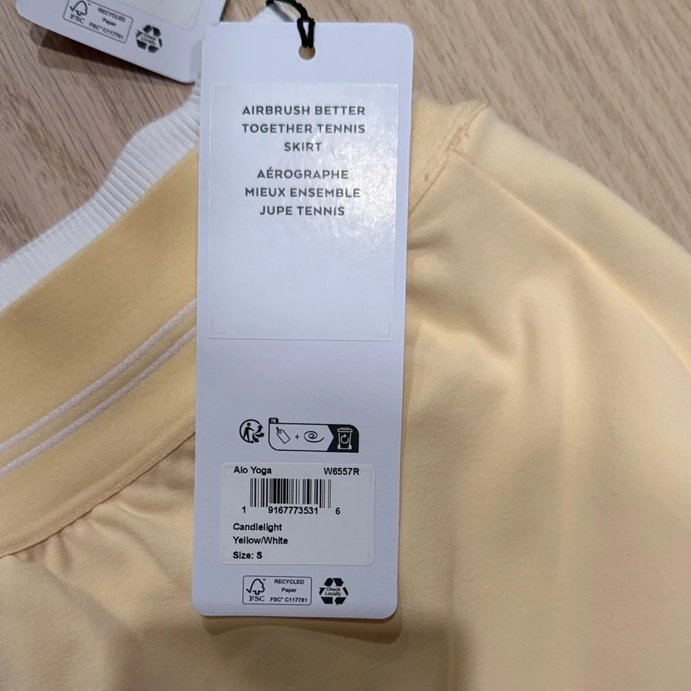 ALO Yoga Airbrush Candlelight Yellow Better Together Bra and Skort Set - NWT